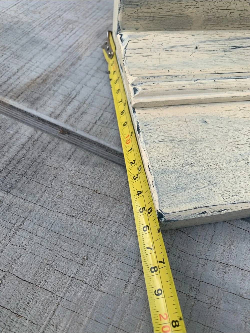 Vintage Farmhouse Wall Shelf with 3 Shaker Pegs Distressed White 17.5” Coat Rack